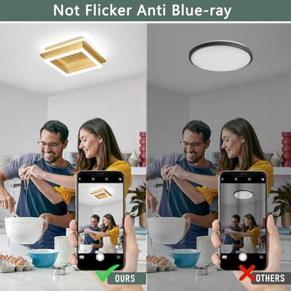 CANEOE Square LED Hallway Ceiling Light, Gold Modern Led Ceiling Light Fxitures, 6000K Cold White Small Flush Mount Ceiling Lamp for Hallway Bedroom Kitchen Balcony Cloakroom - color: All Gold, size: 1 Pack