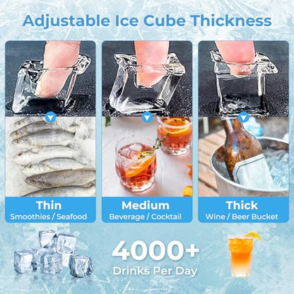 COSTWAY Commercial Ice Maker Machine 418 LBS/24H with 200 LBS Storage Bin, 192PCS Ice Cubes in 11-20 Mins, ETL Approved Industrial Ice Machine with Auto Self-Cleaning for Restaurant Bar Cafe