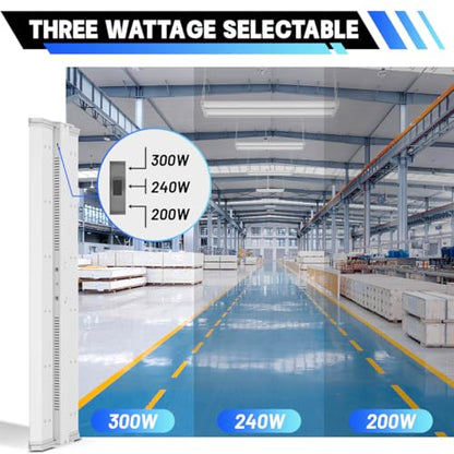 Allsmartlife LED Linear High Bay Shop Light 2-Pack, 5000K Daylight 300W 40500LM 0-10V Dimmable, Adjustable Tilt Hanging LED Shop Light Fixture for Garage Warehouse Workshop, ETL