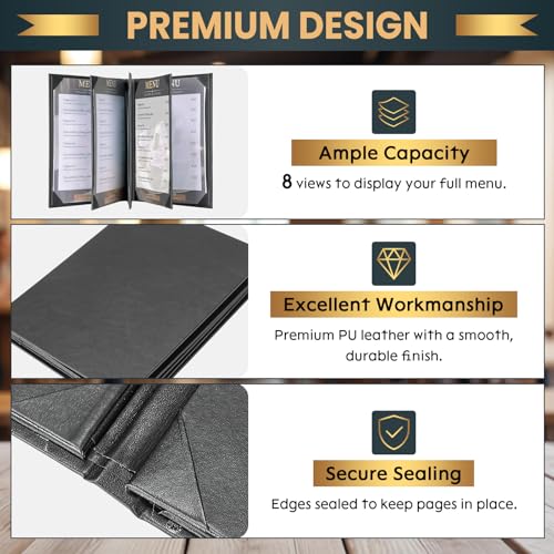 6 Pack 8 View Menu Holder Menu Covers 8.5" x 11" - size: 8 View