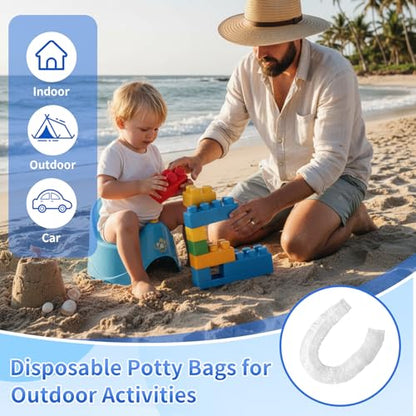 Dunzoom 400 Pcs Potty Liners with Portable Potty Training Bags 18" x 8"