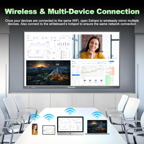 COOLHOOD 65" Smart Board, 4K UHD Touchscreen Interactive Digital Whiteboard Display, Electronic All-in-One Computer for Classroom Office Home Business w/Open App Ecosystem (Board & Wall Mount Only) - size: 65 Inch