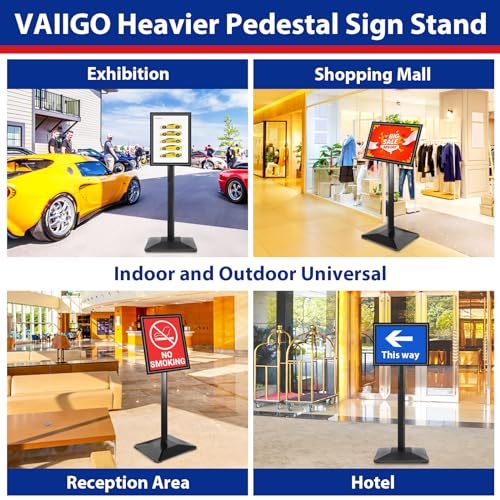 Pedestal Sign holder Stand 8.5x11inch Adjustable Standing Floor Sign Stand with Heavy Base & Snap Frame Display Stand for Indoor Outdoor Business Store Sign Holder Poster Stand (Black) - color: Black/1Pack, size: 8.5"x11" Sign Stand