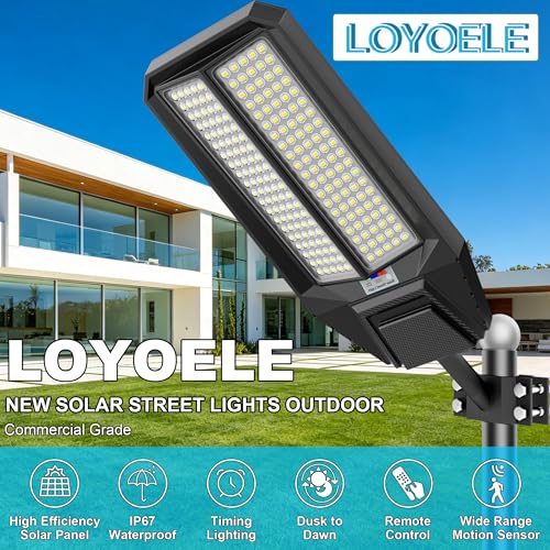 loyoele Bright Solar Street Light Motion Sensor, 11000W Commercial Outdoor - size: XL-11000-2 Pack