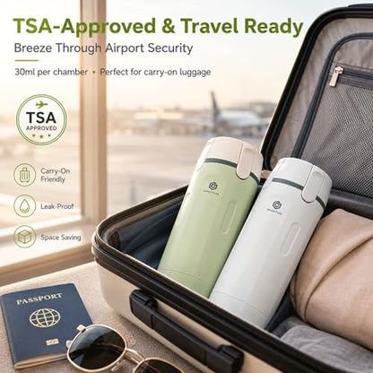 2 Pack 4 in 1 Travel Dispenser Bottle Four One Items Toiletry Containers Shampoo for Toiletries 4in -1 Soap 4-in-1 Leak Proof Rotatable Setpump Creams Sized TSA Refillable Lotion Cosmetic to Fill - color: Green+white