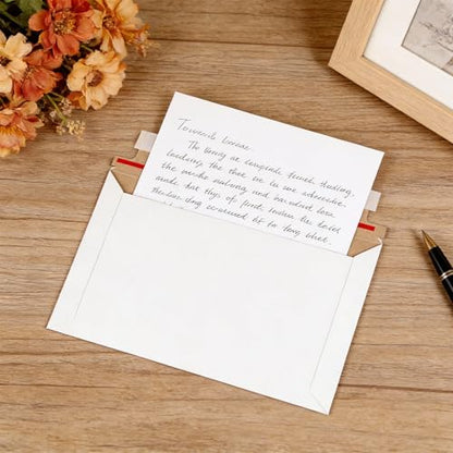 300 Pack 6.5x9.8 Inch Rigid Photo Mailers, 250gsm Stay Flat Cardboard Mailers, Self Seal White Envelopes for Photos, Files, Pictures, Papers