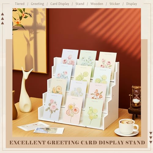 Yuntau 4 Tier Greeting Card Display Stand, White - color: White, size: 4 Tier