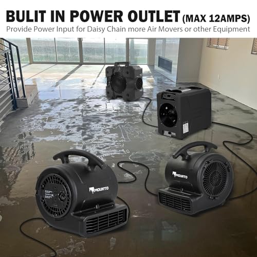 MOUNTO 1/4hp 1000CFM 2 Speed Air Mover Carpet Dryer Floor Fan Cooling Fan (Black) - color: Black
