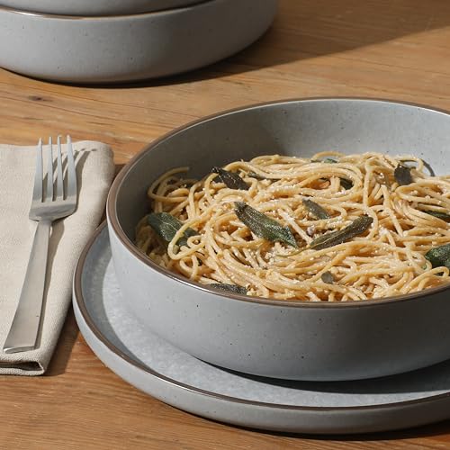 Gibson Elite Gelston Stoneware Matte Reactive Glaze 16 Piece (Service for 4) Plates and Bowl Dinnerware Set - Grey - color: Grey (Gelston)