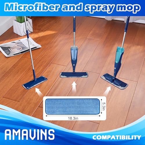 AmaVins 3 Pack Microfiber Cleaning Pads, Reusable Microfiber Mop Pads for 18 Inch Mop, Hardwood Floor Replacement Cleaning Mop Pads, Machine Washes - color: Bule 3 Pack 01