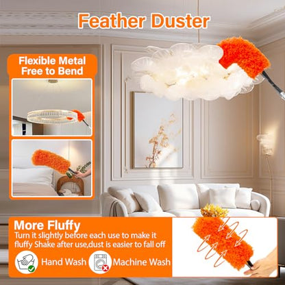 18FT High Reach Duster Cleaning Kit with 3-12 FT Extension Pole - size: Reach 18FT(12FT)