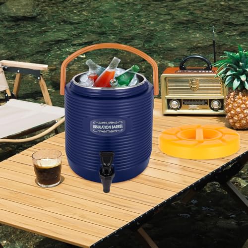 3 Gallon Insulated Beverage Dispenser, Stainless Steel Commercial Drink Dispenser with Spigot, 24H Hot/Cold Thermal Carafe for Coffee, Tea, Water, Parties, Blue - color: Blue, size: 3Gal / 11L