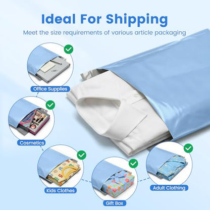 Metronic Poly Mailers 12x15.5 50PC Shipping Bags for Clothing Light Blue - color: Light Blue, size: 12x15.5 50PC