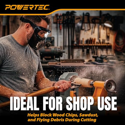 POWERTEC Safety Face Shield with Clear Anti-Fog Goggles, ANSI Z87+ (72433)