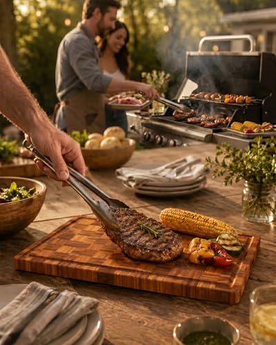 Checkered Cutting Board,18" x 12" X-Large Bamboo Cutting Board for Kitchen - color: Brown XL-18"x12"