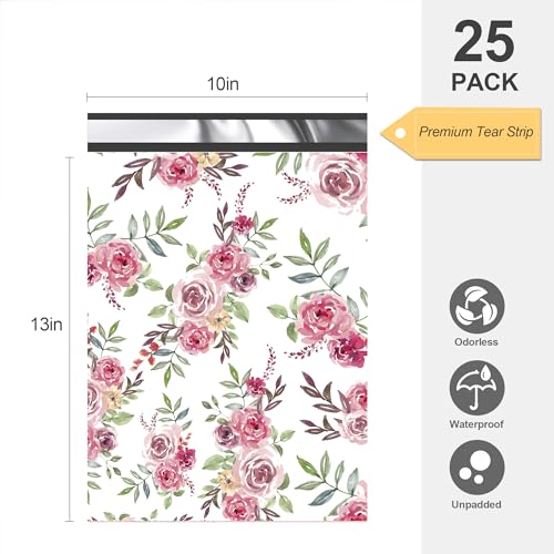 JinRuiKJ 10x13 Boutique Poly Mailers 25 Pack, Floral Design - color: Floral, size: 10x13'' - 25 Pack