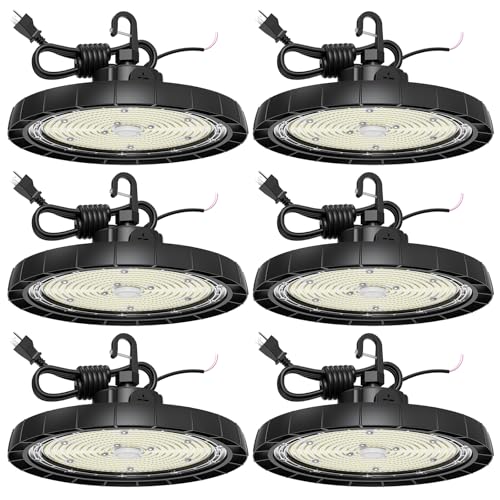 200W UFO LED High Bay Lights, AC100-277V, 6 Pack - size: 6 Pack
