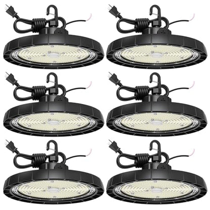 200W UFO LED High Bay Lights, AC100-277V, 6 Pack - size: 6 Pack