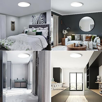 CHARYJOD LED Flush Mount Ceiling Light Fixture 12Inch, 24W Flat Light,5000K Ultra Thin Surface Panel Low Profile for Bedroom Kitchen Bathroom Garage Living Room, White (DC-CJ-0030-24W-50K) - color: White, size: 12Inch-1Pack