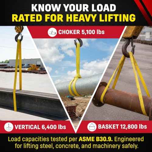 DD Sling 1" x 16' Nylon Endless Lifting Sling – USA Made, 6,400 lb Vertical, 5,100 lb Choker, 12,800 lb Basket – 2 Ply Heavy Duty 900 Webbing, Type 5 Endless Rigging Sling - size: 1"x16'