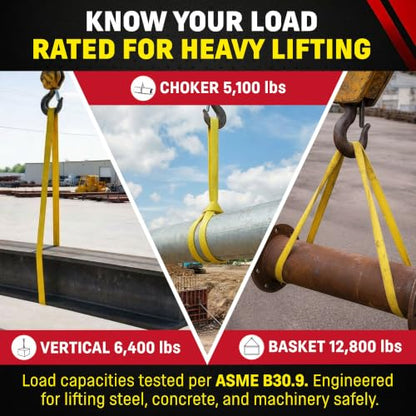 DD Sling 1" x 16' Nylon Endless Lifting Sling – USA Made, 6,400 lb Vertical, 5,100 lb Choker, 12,800 lb Basket – 2 Ply Heavy Duty 900 Webbing, Type 5 Endless Rigging Sling - size: 1"x16'