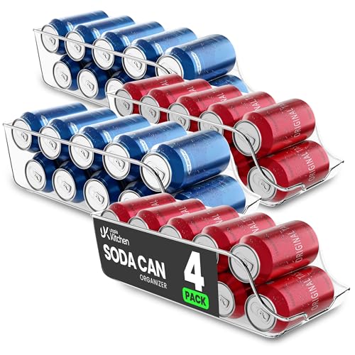 Utopia Kitchen Soda Can Organizer for Refrigerator & Pantry, 4 Pack, Clear - size: Pack of 4