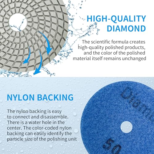 Diamond Polishing Pads Set 7 Inch Tile Wet Dry Polishing Pads Kit - size: 7-inch