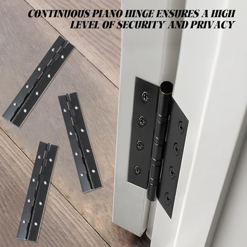 Hordion 6Pcs 8" Piano Hinge Heavy Duty Black Continuous Hinge 0.04" Thick