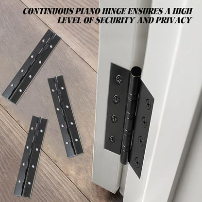Hordion 6Pcs 8" Piano Hinge Heavy Duty Black Continuous Hinge 0.04" Thick