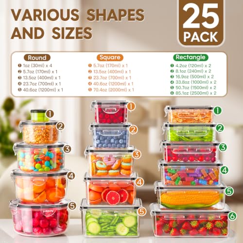 KEMETHY Large 50 PCS Food Storage Containers with Airtight Lids, BPA-Free - color: 50 PCS