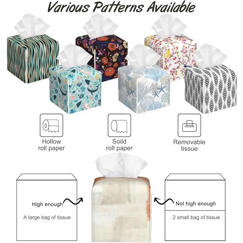 Beige and Orange Abstract Art Tissue Box Cover Square,Tissue Box Holder with Belt Bottom,Stylish Leather Napkin Holder for Vanity Countertop,Nightstands,Office Desk,5.2"×5.2"×5.2" - color: Beige and Orange Abstract Art