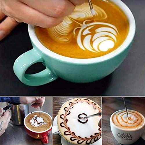 Milk Frothing Pitcher Latte Coffee, Stainless Steel Milk Frother Jug, Espresso Accessories Steaming Froth Cup Cappuccino 12 Oz, 350ml Blue