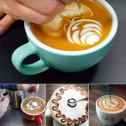 Milk Frothing Pitcher Latte Coffee, Stainless Steel Milk Frother Jug, Espresso Accessories Steaming Froth Cup Cappuccino 12 Oz, 350ml Blue