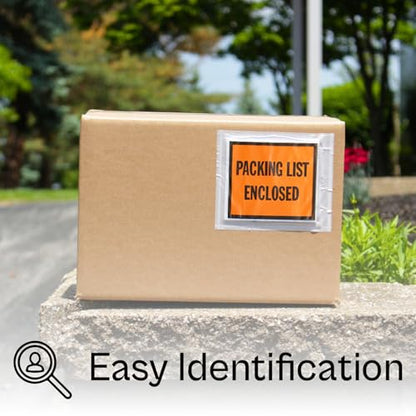 PSBM 1000 PCS, 5.5 x 10 Inch Orange Full Face Packing List Enclosed Bags, Shipping Mailing Envelopes and Packing Slip Pouches for Mailing Labels, Invoices and Documents - size: 5.5" x 10" / Back Side Load
