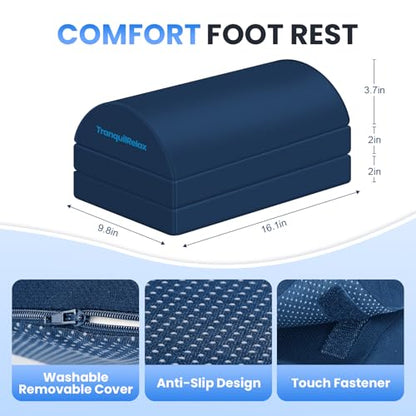 TranquilRelax Foot Rest Under Desk, 3-Height Adjustable Foot Stool, Blue - color: Blue, size: Large