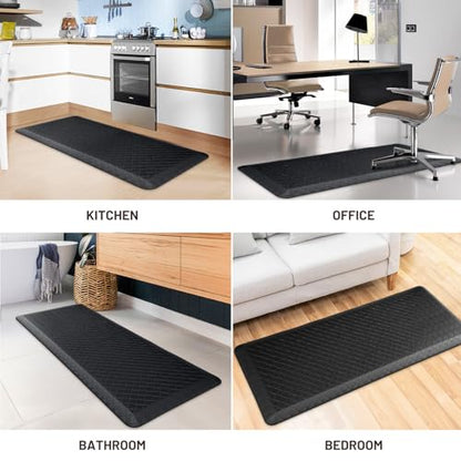 HappyTrends Kitchen Floor Mat - 4/5 Inch Thick Anti-Fatigue Kitchen Rug - color: Black, size: 54"L x 22"W x 0.8"Th