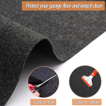 17 x 7.4 FT Garage Floor Mat for Under Cart,Oil Spill Mat with Weather Back - color: 17 X 7.4 Ft