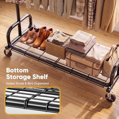 HOKEEPER Clothes Rack 450LBS Adjustable Garment Rack with Wheels, Black - color: Black