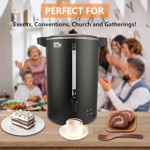30-Cup 6L Commercial Coffee Urn, Festa Essential 750W Double Wall Large Percolate Coffee Maker Stainless Steel Hot Water Urn Dispenser with Double Dripless Faucet, Quick-Brewing for Catering, Black - size: 6L-30Cups