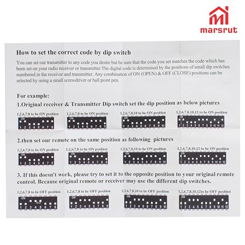 10 DIP Switch Garage Door Opener Remote, Compatible with Multi-Code 300 MHz, 308911, 3089, MCS308911, 3060, 3070, Garage Gate Replacement Transmitter, Gray