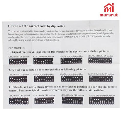 10 DIP Switch Garage Door Opener Remote, Compatible with Multi-Code 300 MHz, 308911, 3089, MCS308911, 3060, 3070, Garage Gate Replacement Transmitter, Gray