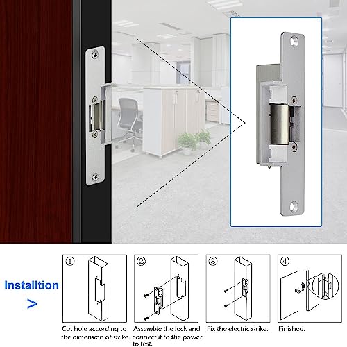 YiToo Fail-Safe Electric Strike Door Lock with 433MHz 12VDC Remote Control for Access Control System - style: With Fail-safe Strike Lock