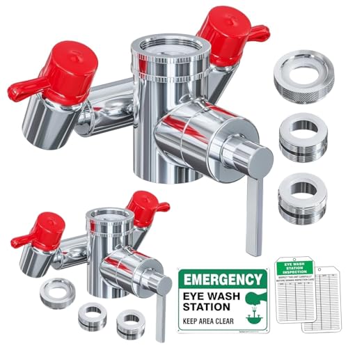 Eye Wash Kit, Faucet Mounted Emergency Eye Wash Station - 2 Pack - color: Red, size: Pack of 2