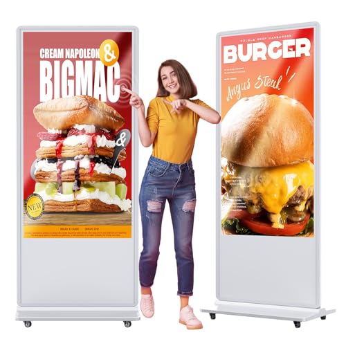 65'' Digital Signage Display Smart Android LCD Sign Kiosk Electronic Menu Board Advertising Display Screen Monitor HDMI WiFi USB 4K Media Video Player (Touchscreen,White) - color: White, size: 65-Inch, style: Touch Screen