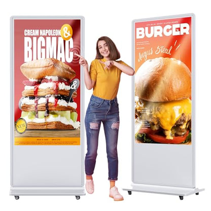 65'' Digital Signage Display Smart Android LCD Sign Kiosk Electronic Menu Board Advertising Display Screen Monitor HDMI WiFi USB 4K Media Video Player (Touchscreen,White) - color: White, size: 65-Inch, style: Touch Screen