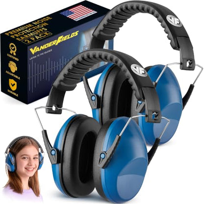 Kids Noise Canceling Headphones - 31 dB (2K Hz) - Ear Protection Earmuffs - color: Marine Blue [2-pack]