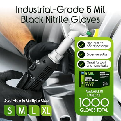 Inspire 6 or 8 Mil HEAVY DUTY Stretch Nitrile Black Gloves Disposable Latex Free - size: Large