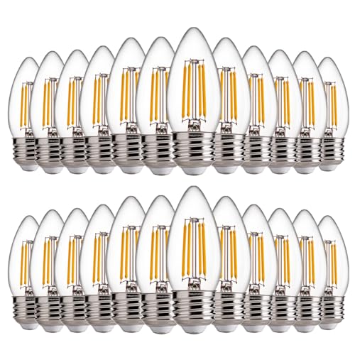 FLSNT LED Candelabra Light Bulbs 60W Equivalent E26 Base, Dimmable B11 LED Chandelier Light Bulbs, 2700K Soft White, 24 Pack - color: 60w Soft White, size: 24 Count (Pack of 1)
