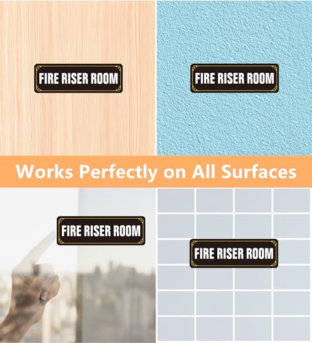(2 Pack) Fire Riser Room Sign, Self Adhesive Rust Free and Reflective Aluminum Metal Sticker Signs for Wall and Door (9 x 3 inches, Black/White) - color: Black /White