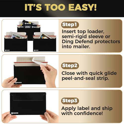 Card Shipping Envelopes 110 Pack - 7 x 4.35 Inches Trading Cards Self-Adhesive Black Mailers, Perfect Fit for Ding Defend Protectors Semi-Rigid Sleeves & Toploaders - Hobby Mailing Supplies